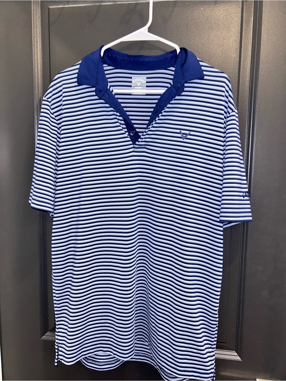 Callaway Blue & White Striped Golf Polo